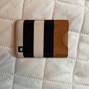 Elegant Black and White Striped MagSafe Card Holder